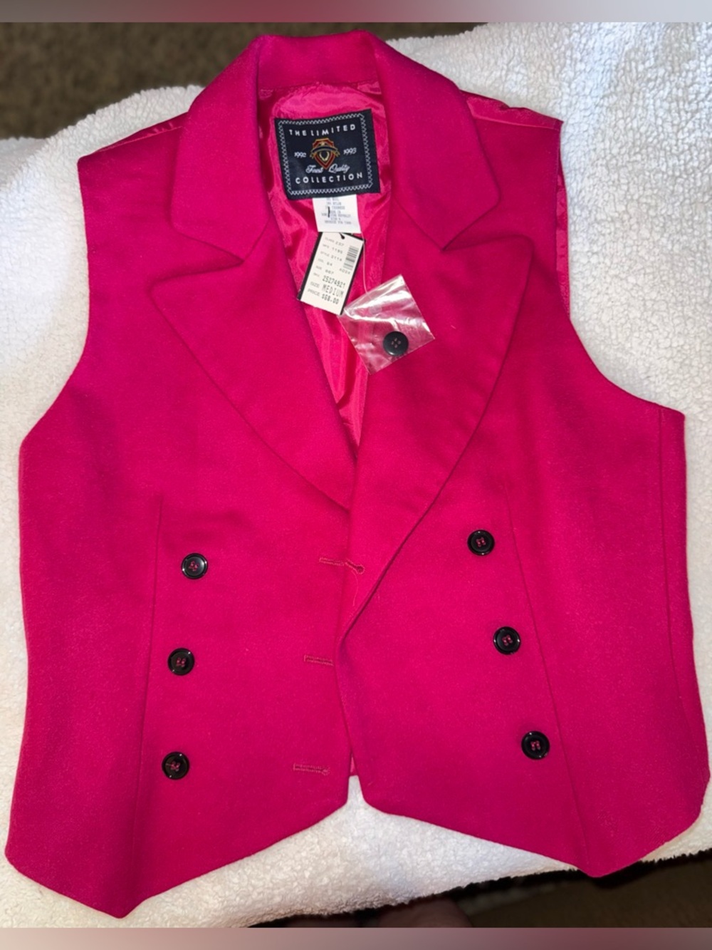 Vintage 90s The Limited NWT hot pink tailored vest – power suit style